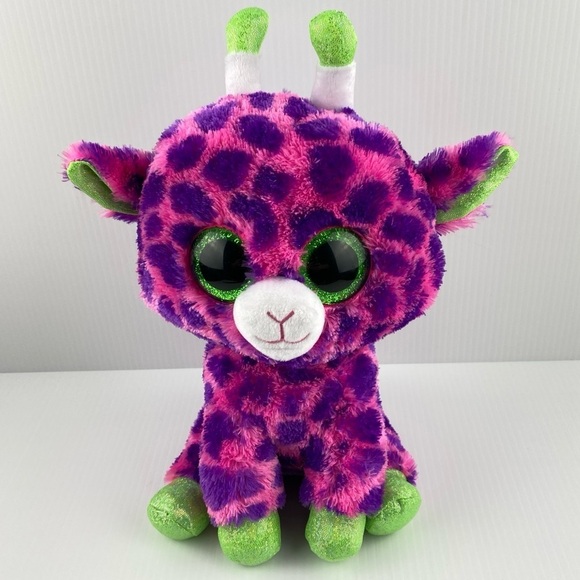 Beanie Boo Gilbert Giraffe 10 inch Plush 2017 Pink Purple Large - Picture 1 of 10